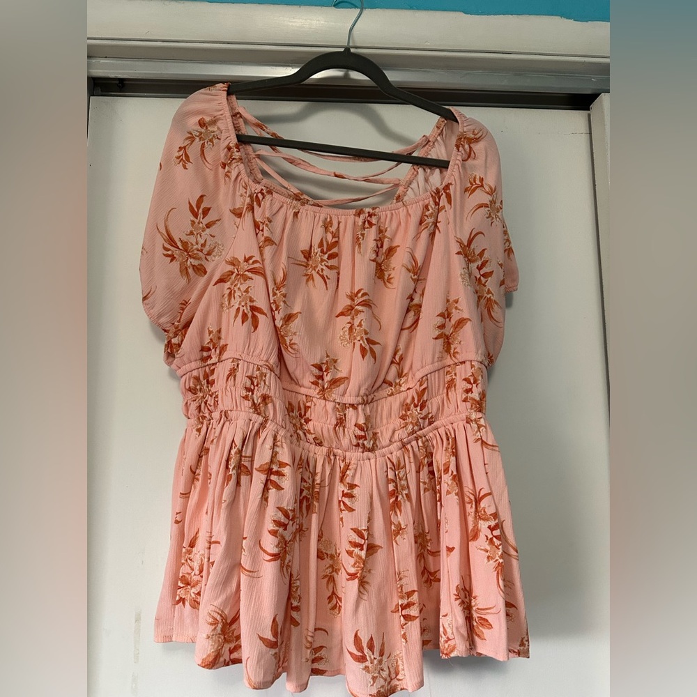 Floral Peach Women's Strappy Back Top